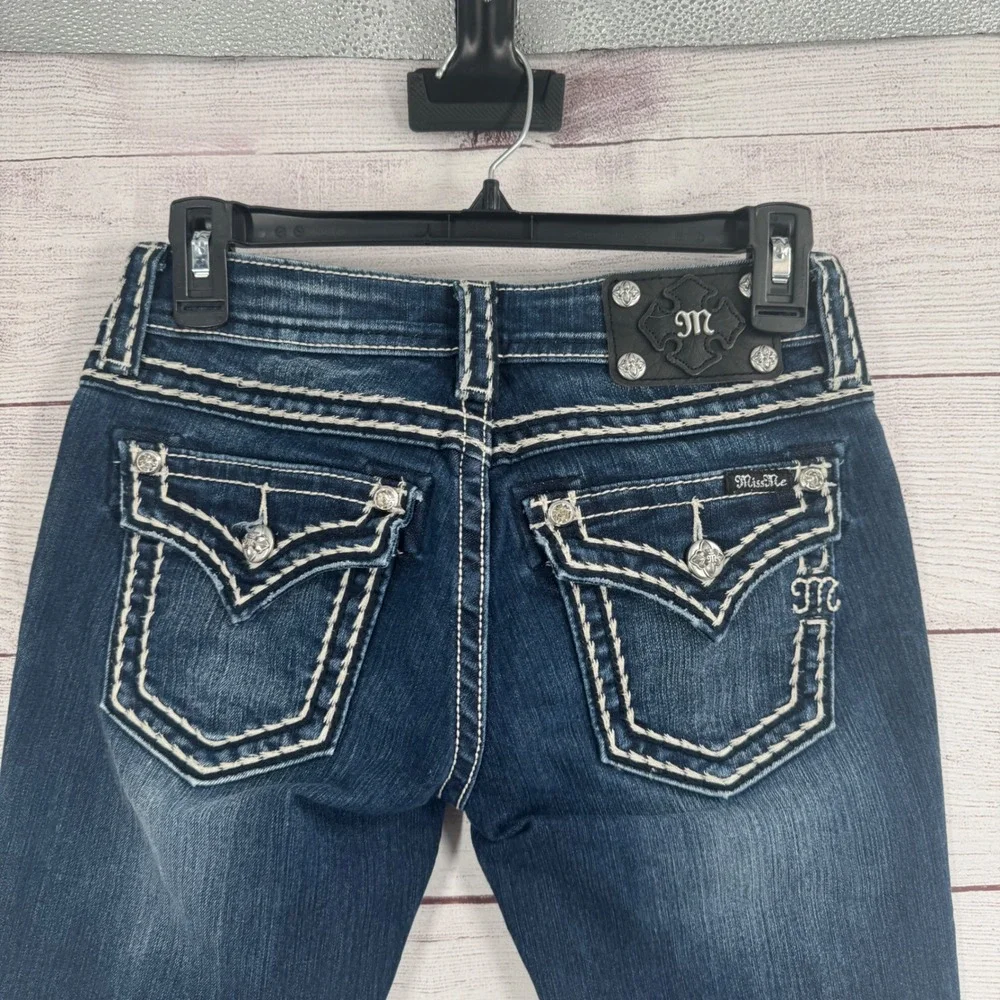 Miss Me Signature Skinny Jeans Size 26 Embellished Pockets Dark‎ Wash Denim